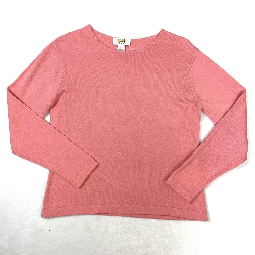 Talbots Petites Women's Pink 100% Cotton Long Sleeve Crew Neck Sweater Size‎ P